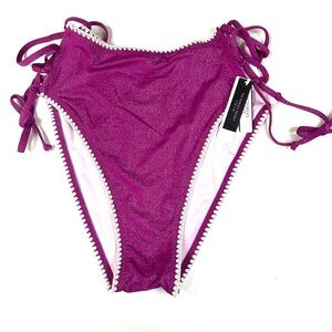 NEW Victorias Secret Size Large High Waist Cheeky Bikini Bottoms Purple QBU 2482